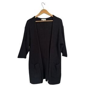 Lou & Grey for LOFT Women Ribbed Knit Open Front Cardigan Sweater Size XL Black